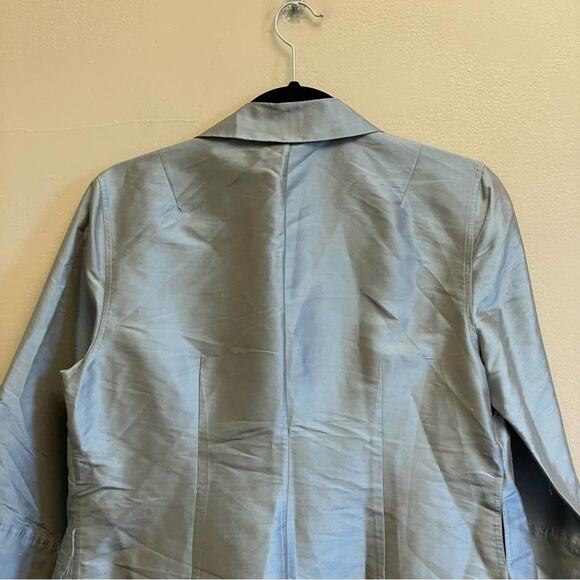 Talbots M 100% silk blazer metallic blue business casual - Picture 6 of 8
